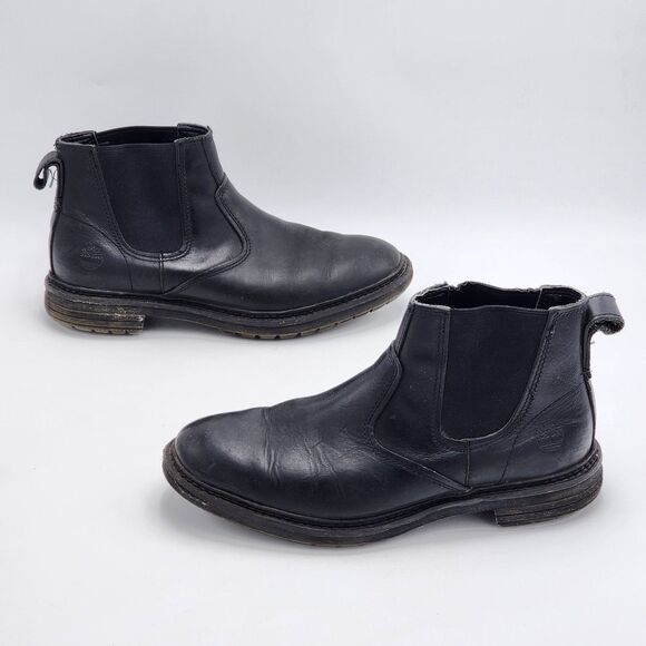 Timberland Chelsea Black Leather Boots Pull On Anti-Fatigue Men\'s Size 10 main image 9